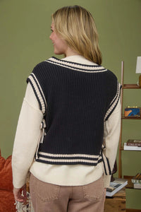 Black Side Tie Knit Sweater Vest