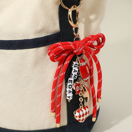 Red & White GAMEDAY Football Keychain / Bag Charm