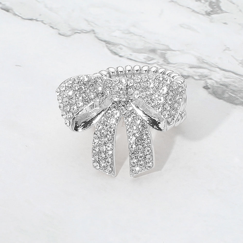 Rhinestone Paved Bow Ring