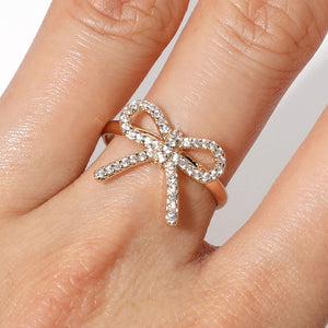 CZ Stone Paved Bow Ring