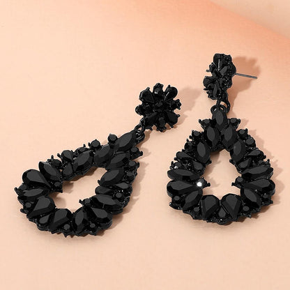 Black Jewel Marquise Teardrop Earrings