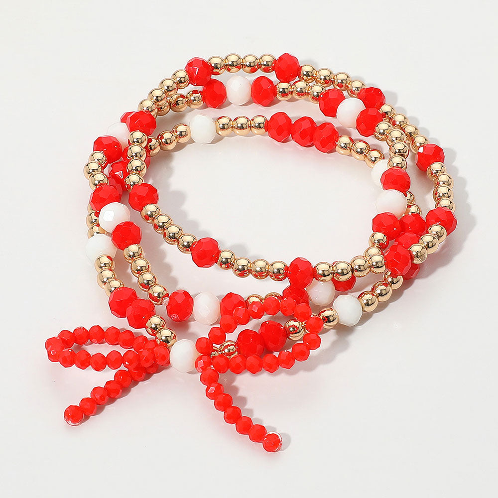 Red & White Game Day Bracelet Set