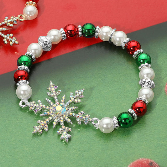 Rhinestone Snowflake Beaded Bracelet