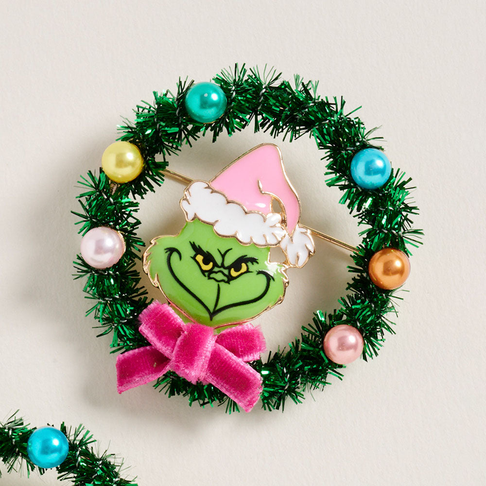 Christmas Grinch Wreath Brooches