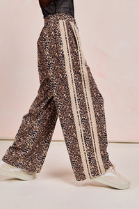 Leopard Track Pants w/ Side Contrast Lace