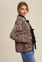 Load image into Gallery viewer, LeopardJacquard Bow-Tie Quilted Jacket
