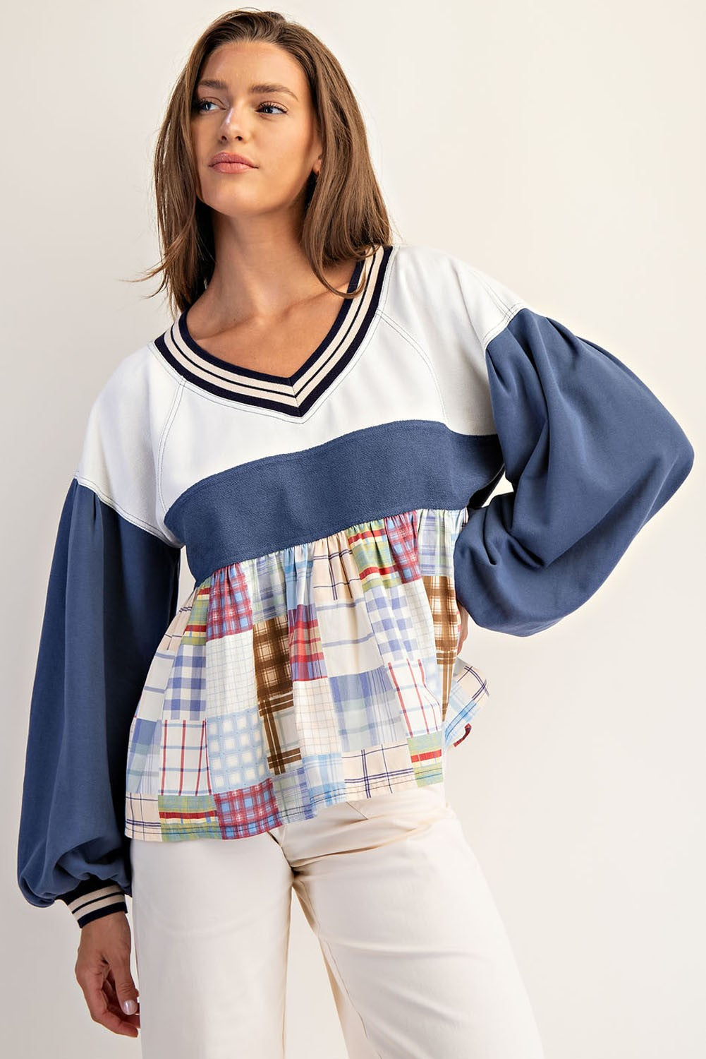 Autumn Picnic Mix Plaid Top