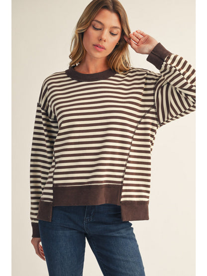 Brown & Ivory Striped Top