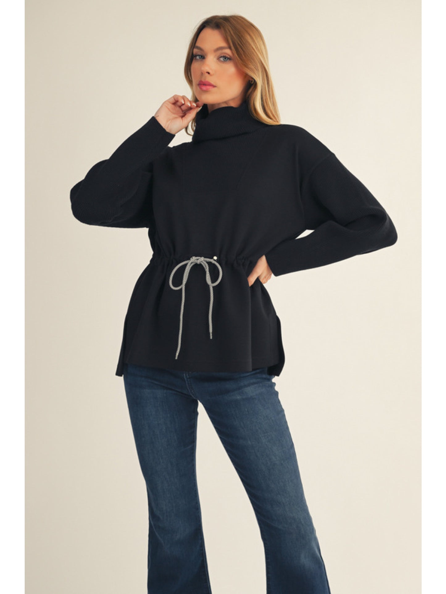 Black Turtleneck Blouse