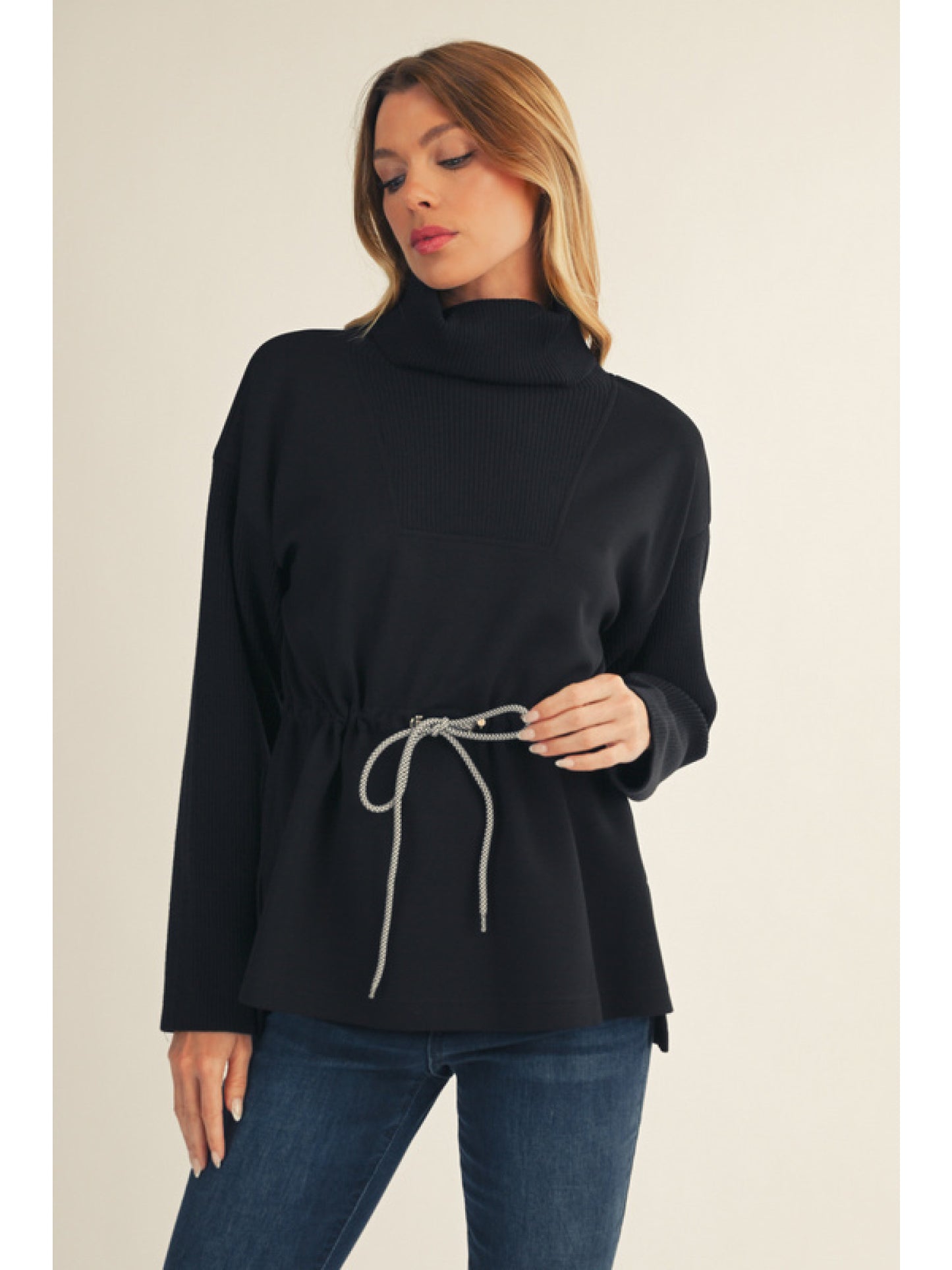 Black Turtleneck Blouse