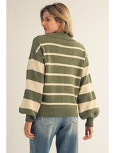 Load image into Gallery viewer, Olive Striped Polo Sweater
