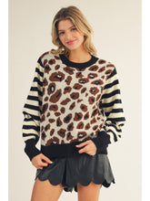 Load image into Gallery viewer, Leopard &amp; Stripe Mixed Sweater
