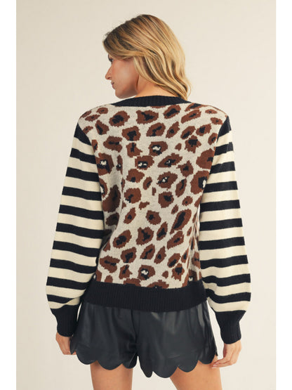 Leopard & Stripe Mixed Sweater
