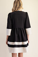 Load image into Gallery viewer, Black &amp; White V-Neck Wide Sleeve Dress
