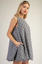 Load image into Gallery viewer, Black Ribbon Print Bubble Hem Mini Dress
