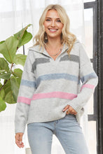 Load image into Gallery viewer, Grey Striped Collared Pullover
