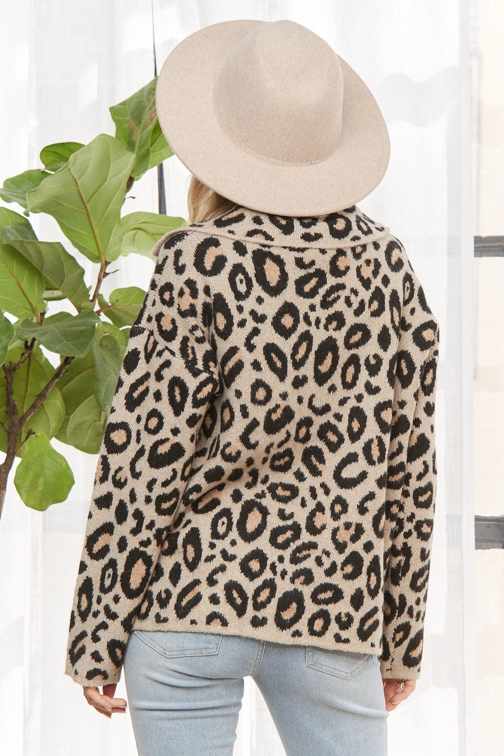 Leopard Print Button Down Knit Cardigan