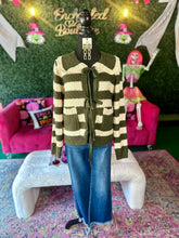 Load image into Gallery viewer, Dark Olive Striped Bow-Tie Cardigan
