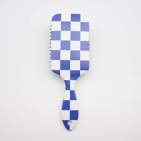 Blue & White Checkered Hair Brush