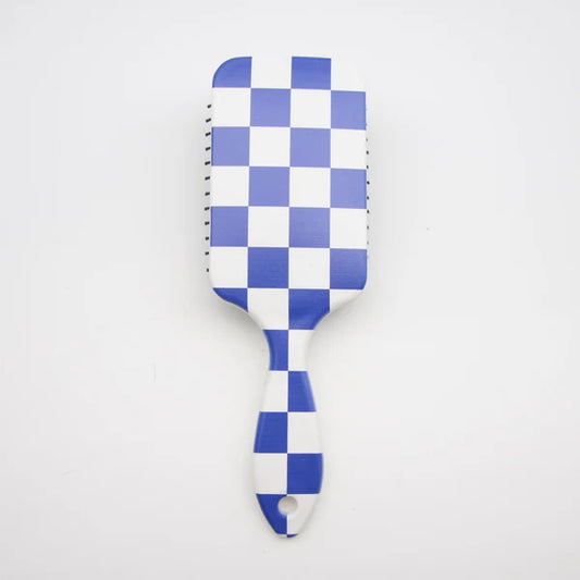 Blue & White Checkered Hair Brush
