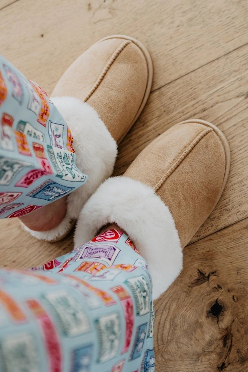 Sand Faux Fur Slip-On House Shoes