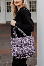 Load image into Gallery viewer, Black Bow Print Puffer Tote
