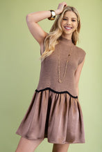 Load image into Gallery viewer, Mocha Mock Neck Sweater Vest Dress
