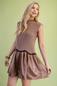 Mocha Mock Neck Sweater Vest Dress