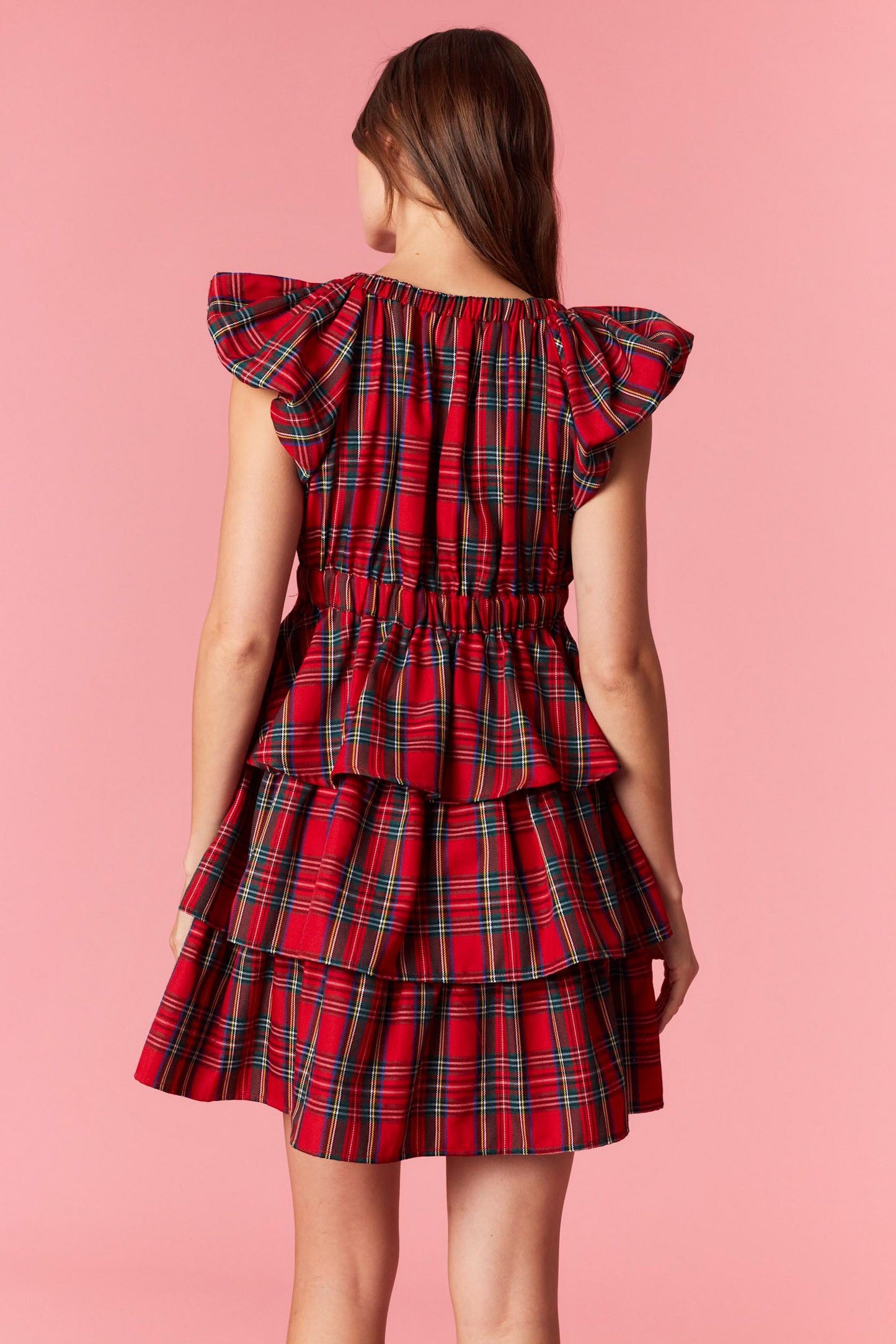 Red Christmas Plaid Mini Dress