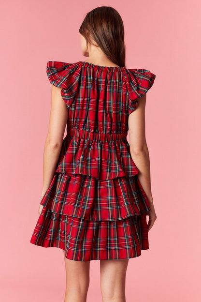 Red Christmas Plaid Mini Dress