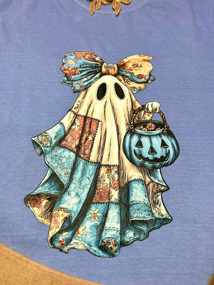 Comfort Colors Retro Denim Blue Halloween Ghost T-Shirt