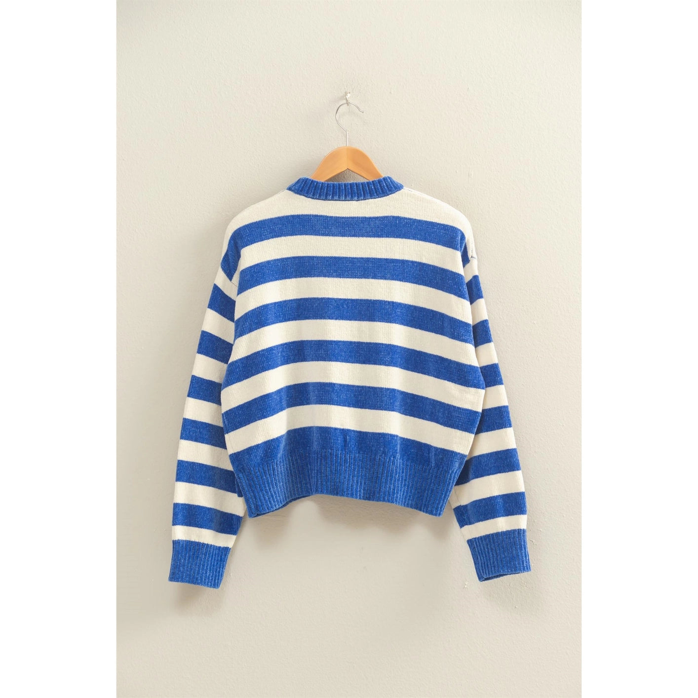 Cobalt Blue & White Striped Sweater