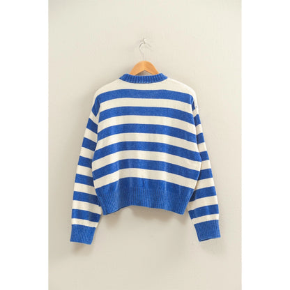 Cobalt Blue & White Striped Sweater