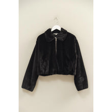 Load image into Gallery viewer, Black Faux Fur Zip Up Coat
