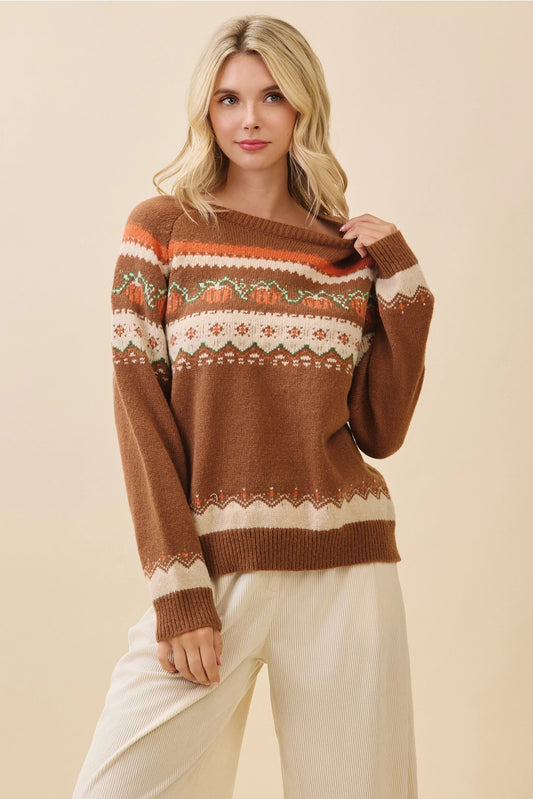 Autumn Pumpkin Knit Sweater