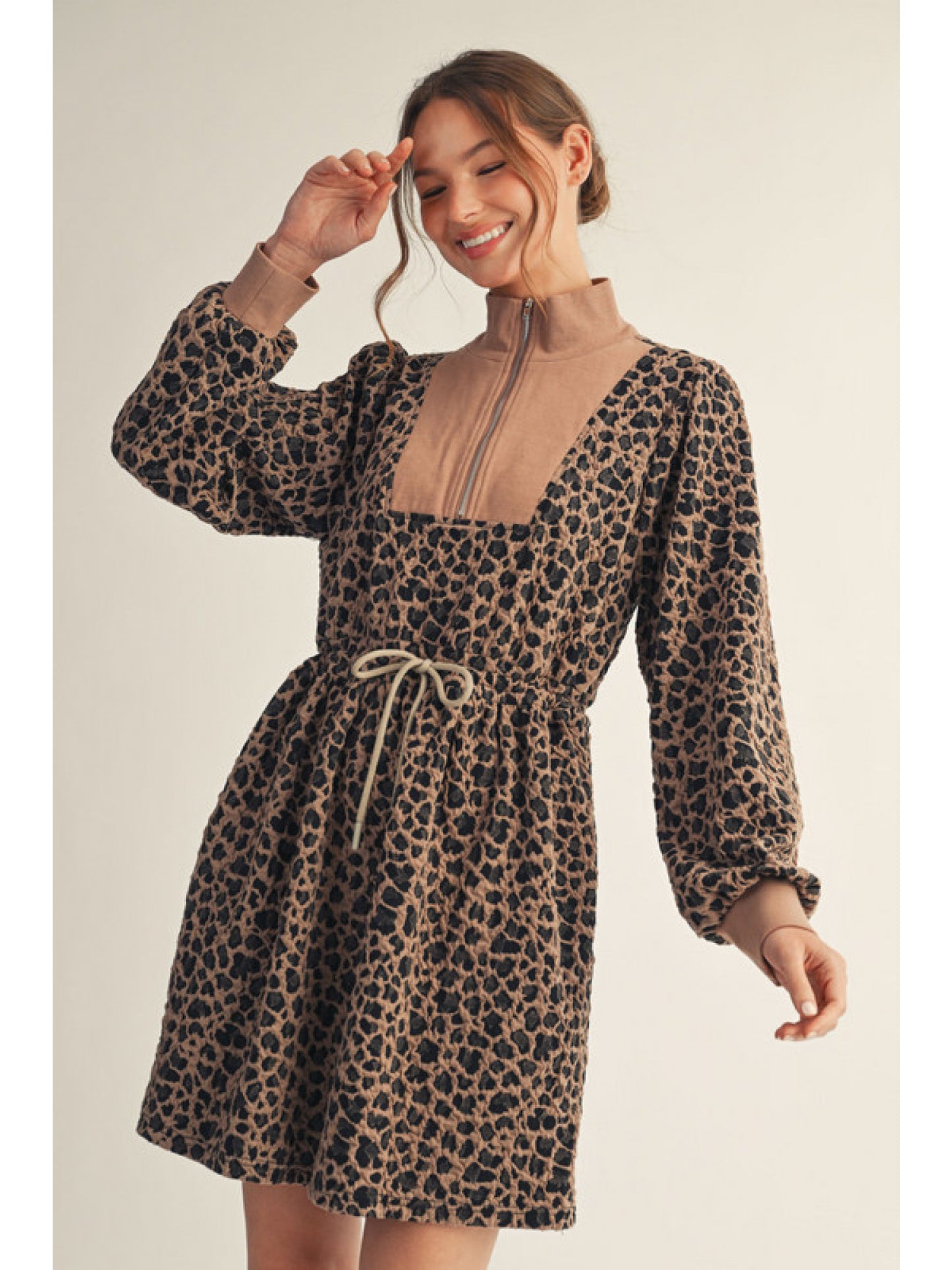 Mocha Leopard Long Sleeve Dress