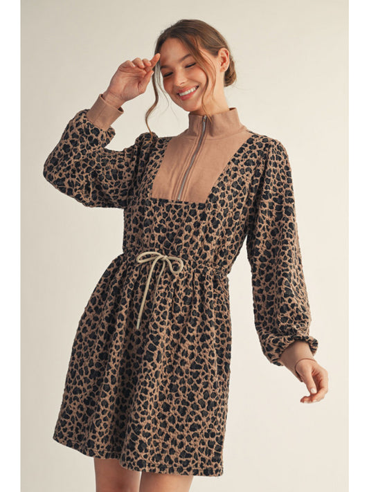 Mocha Leopard Long Sleeve Dress