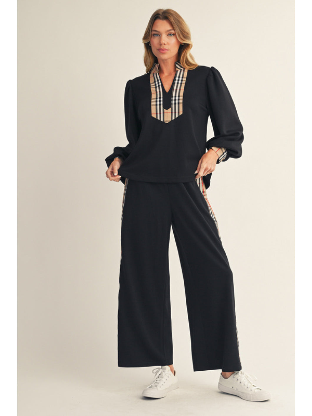Black & Plaid Contrast Set