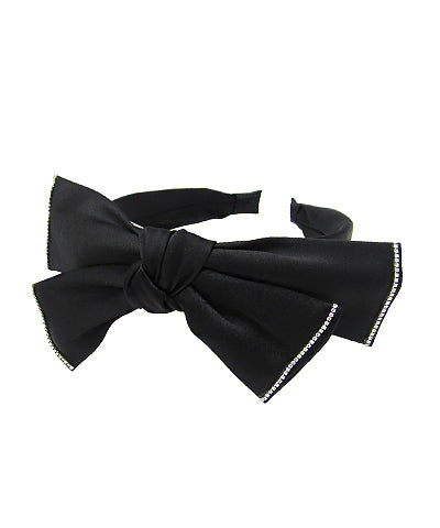 Rhinestone Edge Black Bow Headband