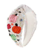 Load image into Gallery viewer, White Sequin Pumpkin Top Knot Headband
