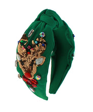 Load image into Gallery viewer, Sequin Rudolph Top Knot Headband
