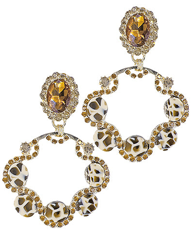 Rhinestone Leopard Drop Earrings