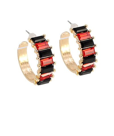 Red & Black Jeweled Hoops