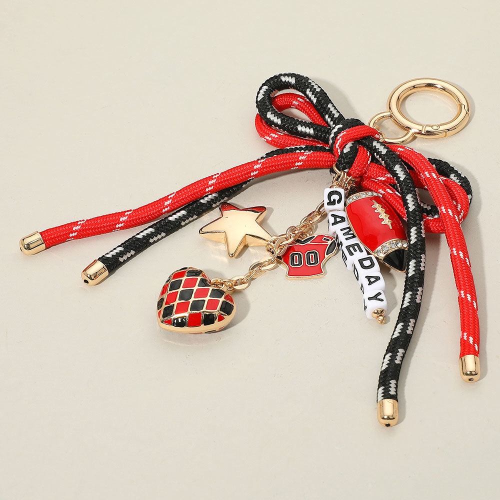 Red & Black GameDay Keychain Bag Charm