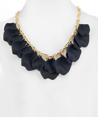 Black Petal Chain Necklace