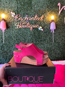 Corky’s Carley Fuchsia suede Wedges