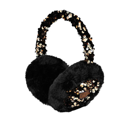 CC Black & Gold Sequin Earmuffs