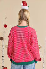 Load image into Gallery viewer, Red &amp; White Striped HOLLY JOLLY Pullover
