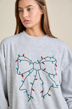 Load image into Gallery viewer, Christmas Light Ribbon Bow Embroidered Crewneck
