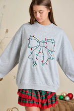 Load image into Gallery viewer, Christmas Light Ribbon Bow Embroidered Crewneck
